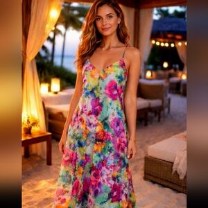 Nicole Miller NY Watercolor Maxi Dress XS